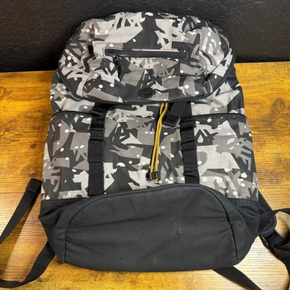 Timberland Graphic Pattern‎ Grey Black Canvas Rucksack Backpack Mens OS